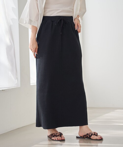 coen（コーエン）の「ピグメント リブ イージーナロースカート（スカート・レディース・ブラック/ダークグレー/オレンジ/ナチュラル・FREE）」の5枚目の写真