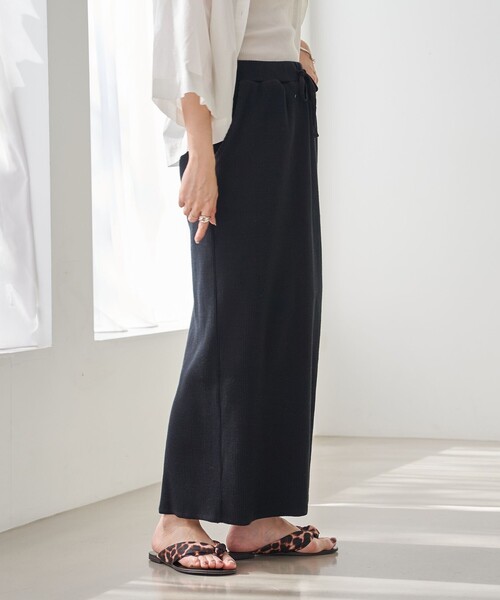 coen（コーエン）の「ピグメント リブ イージーナロースカート（スカート・レディース・ブラック/ダークグレー/オレンジ/ナチュラル・FREE）」の6枚目の写真
