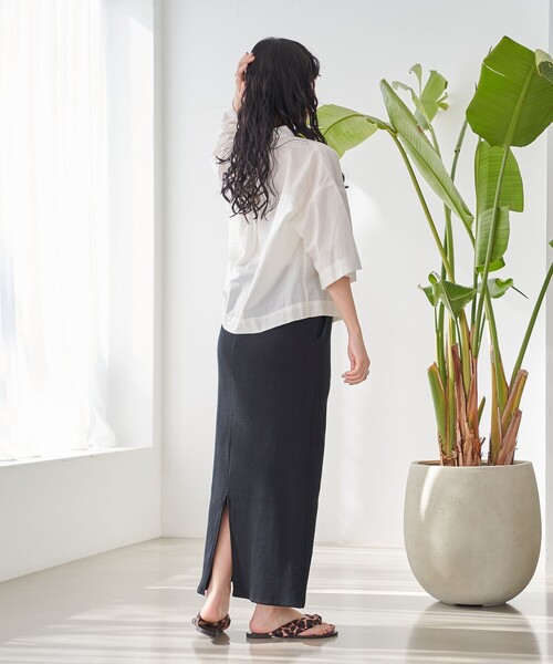 coen（コーエン）の「ピグメント リブ イージーナロースカート（スカート・レディース・ブラック/ダークグレー/オレンジ/ナチュラル・FREE）」の9枚目の写真