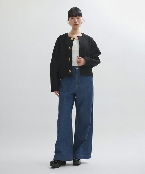 ADAM ET ROPE'（アダムエロペ）の「【WEB限定】・【オケージョン】ノーカラーボンディングジャケット（ノーカラージャケット・レディース・ブラック/チャコールグレー/ベージュ・FREE）」の13枚目の写真