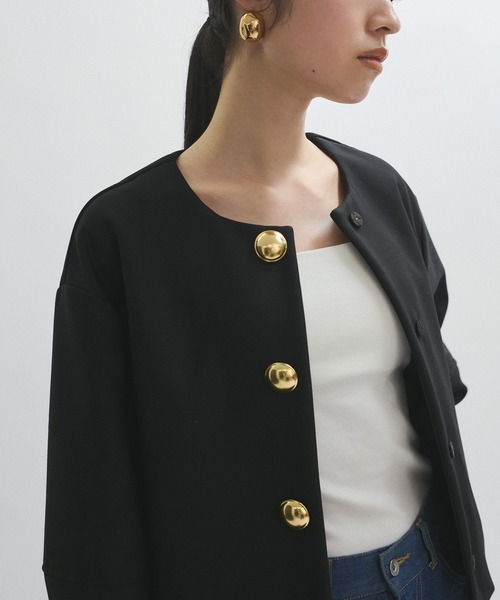 ADAM ET ROPE'（アダムエロペ）の「【WEB限定】・【オケージョン】ノーカラーボンディングジャケット（ノーカラージャケット・レディース・ブラック/チャコールグレー/ベージュ・FREE）」の18枚目の写真