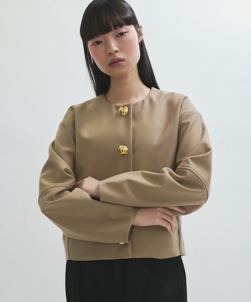 ADAM ET ROPE'（アダムエロペ）の「【WEB限定】・【オケージョン】ノーカラーボンディングジャケット（ノーカラージャケット・レディース・ブラック/チャコールグレー/ベージュ・FREE）」の17枚目の写真