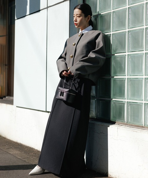 ADAM ET ROPE'（アダムエロペ）の「【WEB限定】・【オケージョン】ノーカラーボンディングジャケット（ノーカラージャケット・レディース・ブラック/チャコールグレー/ベージュ・FREE）」の9枚目の写真