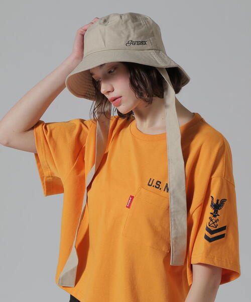 AVIREX（アヴィレックス）の「《直営店限定》DETACHABLE RIBBON HAT/デタッチャブルリボンハット（ハット・レディース・ブラック/ベージュ・F）」の6枚目の写真