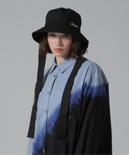 AVIREX（アヴィレックス）の「《直営店限定》DETACHABLE RIBBON HAT/デタッチャブルリボンハット（ハット・レディース・ブラック/ベージュ・F）」の2枚目の写真
