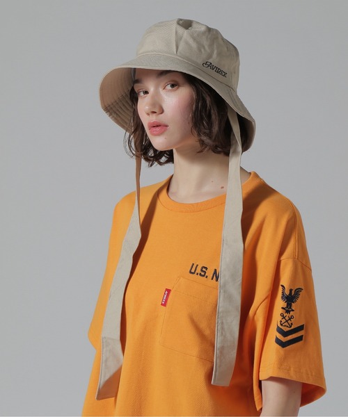 AVIREX（アヴィレックス）の「《直営店限定》DETACHABLE RIBBON HAT/デタッチャブルリボンハット（ハット・レディース・ブラック/ベージュ・F）」の4枚目の写真