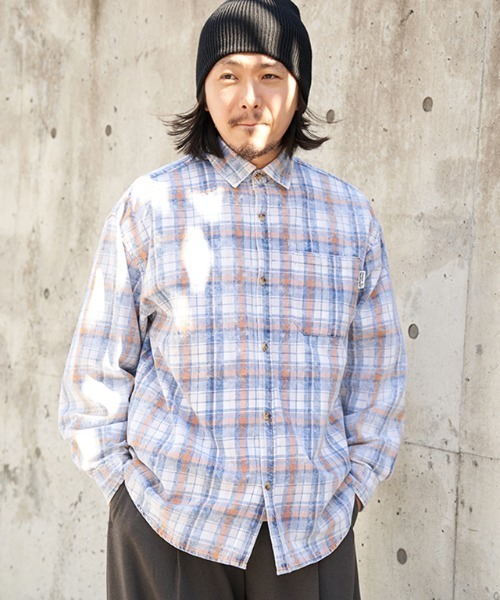 POWER TO THE PEOPLE(パワートゥーザピープル)の「インディゴチェックOVERシャツ(シャツ/ブラウス・メンズ・ブルー/ネイビー/レッド・M/L/LL)」の12枚目の写真