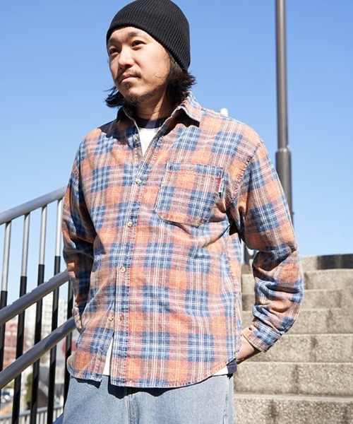 POWER TO THE PEOPLE(パワートゥーザピープル)の「インディゴチェックOVERシャツ(シャツ/ブラウス・メンズ・ブルー/ネイビー/レッド・M/L/LL)」の17枚目の写真