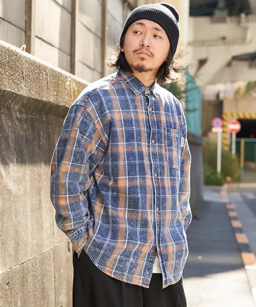 POWER TO THE PEOPLE(パワートゥーザピープル)の「インディゴチェックOVERシャツ(シャツ/ブラウス・メンズ・ブルー/ネイビー/レッド・M/L/LL)」の21枚目の写真