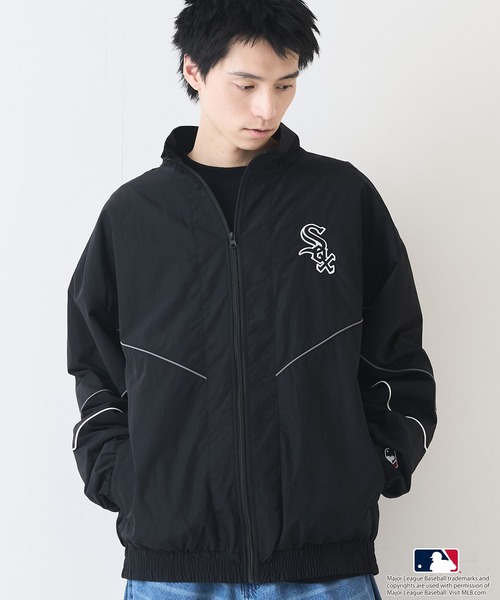 MLB（メジャーリーグベースボール）の「【MLB/メジャーリーグベースボール】ツイルワッペン パイピング使い ナイロントラックジャケット（ナイロンジャケット・メンズ・グリーン/ブラウン/スミクロ/ネイビー/ブラック・MEDIUM/LARGE/X-LARGE）」の8枚目の写真