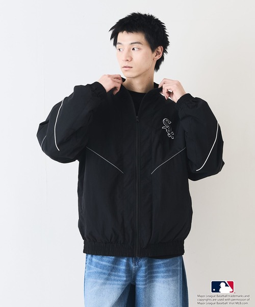 MLB（メジャーリーグベースボール）の「【MLB/メジャーリーグベースボール】ツイルワッペン パイピング使い ナイロントラックジャケット（ナイロンジャケット・メンズ・グリーン/ブラウン/スミクロ/ネイビー/ブラック・MEDIUM/LARGE/X-LARGE）」の9枚目の写真