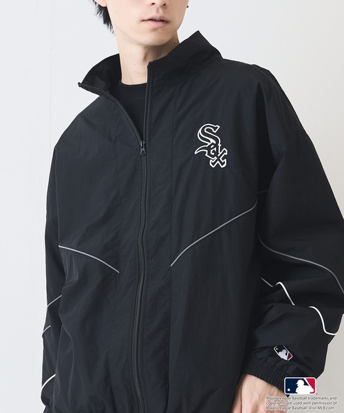 MLB（メジャーリーグベースボール）の「【MLB/メジャーリーグベースボール】ツイルワッペン パイピング使い ナイロントラックジャケット（ナイロンジャケット・メンズ・グリーン/ブラウン/スミクロ/ネイビー/ブラック・MEDIUM/LARGE/X-LARGE）」の12枚目の写真