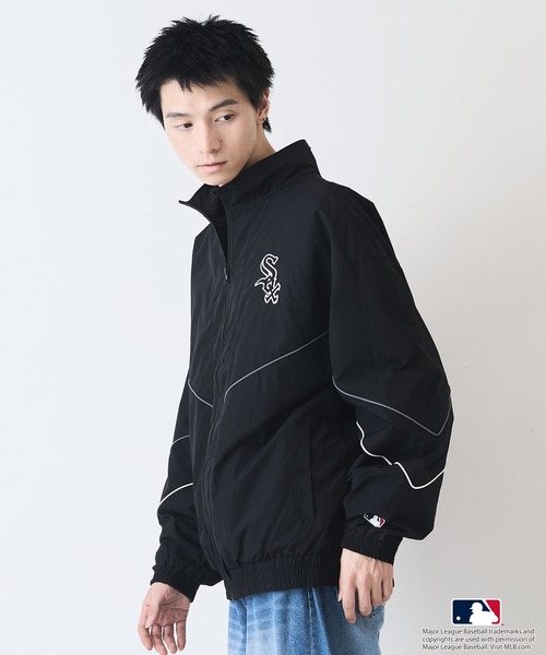 MLB（メジャーリーグベースボール）の「【MLB/メジャーリーグベースボール】ツイルワッペン パイピング使い ナイロントラックジャケット（ナイロンジャケット・メンズ・グリーン/ブラウン/スミクロ/ネイビー/ブラック・MEDIUM/LARGE/X-LARGE）」の10枚目の写真