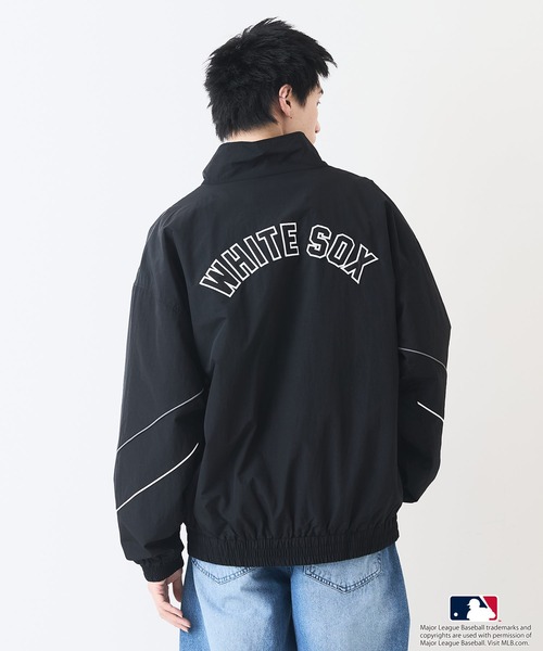 MLB（メジャーリーグベースボール）の「【MLB/メジャーリーグベースボール】ツイルワッペン パイピング使い ナイロントラックジャケット（ナイロンジャケット・メンズ・グリーン/ブラウン/スミクロ/ネイビー/ブラック・MEDIUM/LARGE/X-LARGE）」の11枚目の写真