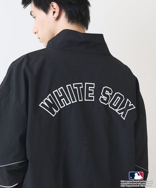 MLB（メジャーリーグベースボール）の「【MLB/メジャーリーグベースボール】ツイルワッペン パイピング使い ナイロントラックジャケット（ナイロンジャケット・メンズ・グリーン/ブラウン/スミクロ/ネイビー/ブラック・MEDIUM/LARGE/X-LARGE）」の13枚目の写真