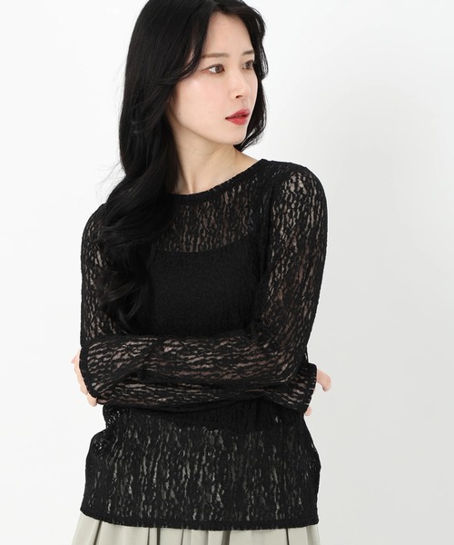 ☆新品タグ付き☆  STRAWBERRY FIELDS  総レース カットソー セール】ストレッチレーストップス（Tシャツ/カットソー）｜STRAWBERRY