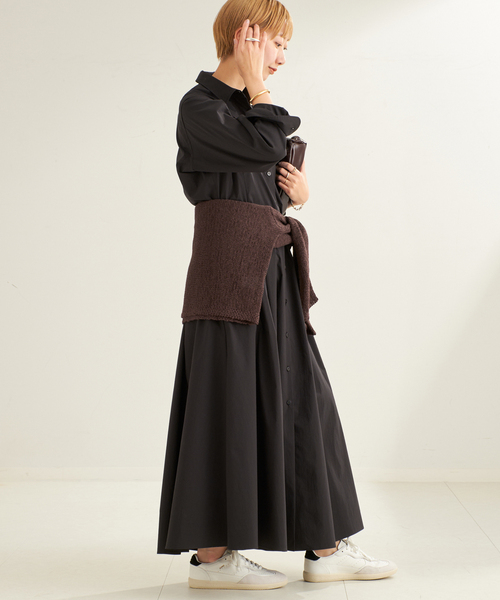 plage（プラージュ）の「Flared Shirt ドレス（ワンピース・レディース・ブラック/キャメル・38/36）」の11枚目の写真