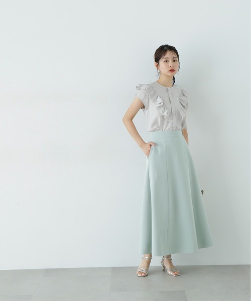 N.（N. Natural Beauty Basic）（エヌエヌナチュラルビューティーベーシック）の「フロントラッフルブラウス（シャツ/ブラウス・レディース・イエロー/オフホワイト/ブラック・MEDIUM）」の6枚目の写真