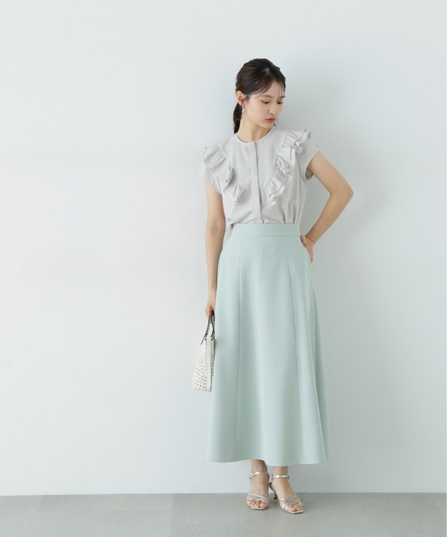 N.（N. Natural Beauty Basic）（エヌエヌナチュラルビューティーベーシック）の「フロントラッフルブラウス（シャツ/ブラウス・レディース・イエロー/オフホワイト/ブラック・MEDIUM）」の7枚目の写真