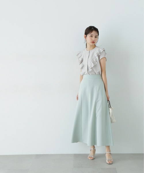 N.（N. Natural Beauty Basic）（エヌエヌナチュラルビューティーベーシック）の「フロントラッフルブラウス（シャツ/ブラウス・レディース・イエロー/オフホワイト/ブラック・MEDIUM）」の8枚目の写真