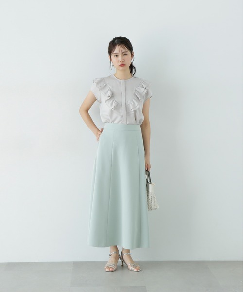 N.（N. Natural Beauty Basic）（エヌエヌナチュラルビューティーベーシック）の「フロントラッフルブラウス（シャツ/ブラウス・レディース・イエロー/オフホワイト/ブラック・MEDIUM）」の10枚目の写真