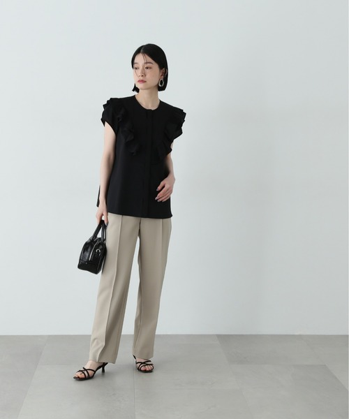 N.（N. Natural Beauty Basic）（エヌエヌナチュラルビューティーベーシック）の「フロントラッフルブラウス（シャツ/ブラウス・レディース・イエロー/オフホワイト/ブラック・MEDIUM）」の14枚目の写真
