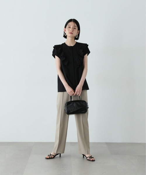 N.（N. Natural Beauty Basic）（エヌエヌナチュラルビューティーベーシック）の「フロントラッフルブラウス（シャツ/ブラウス・レディース・イエロー/オフホワイト/ブラック・MEDIUM）」の15枚目の写真