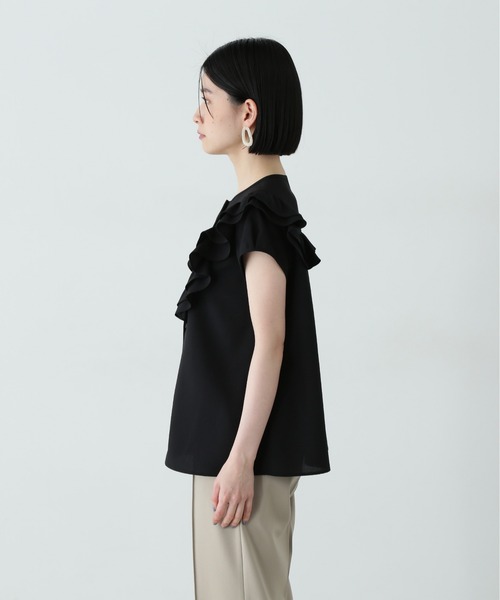 N.（N. Natural Beauty Basic）（エヌエヌナチュラルビューティーベーシック）の「フロントラッフルブラウス（シャツ/ブラウス・レディース・イエロー/オフホワイト/ブラック・MEDIUM）」の21枚目の写真