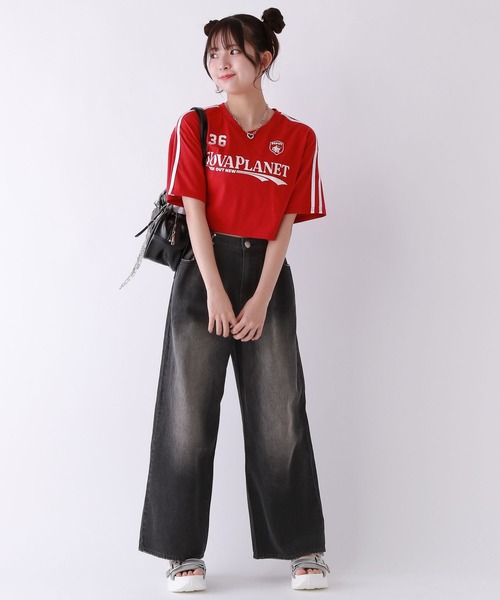 repipi armario（レピピ アルマリオ）の「ライトホックデニムワイドパンツ（デニムパンツ・キッズ・ブルー系その他/ブラック系その他2/ブルー系その他2/ブラック系その他・SMALL/MEDIUM/LARGE）」の7枚目の写真