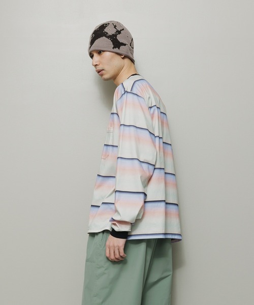 BAL（バル）の「GRADIENT STRIPE CREW NECK L/S TEE（Tシャツ/カットソー・メンズ・ピンク/グリーン・1/2/3）」の7枚目の写真