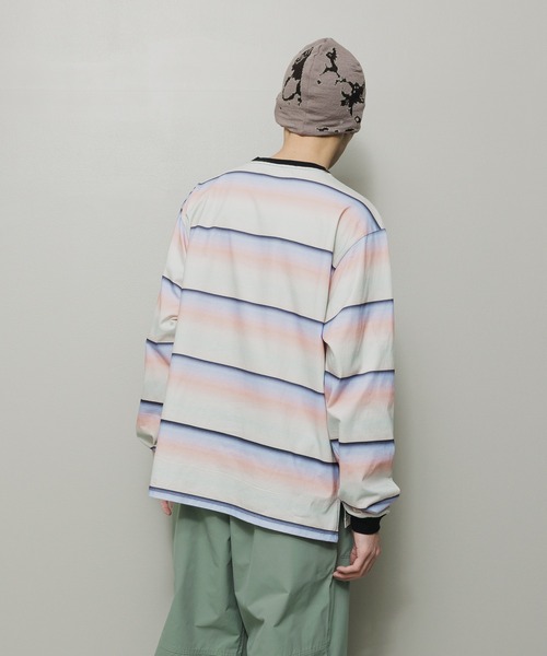 BAL（バル）の「GRADIENT STRIPE CREW NECK L/S TEE（Tシャツ/カットソー・メンズ・ピンク/グリーン・1/2/3）」の8枚目の写真