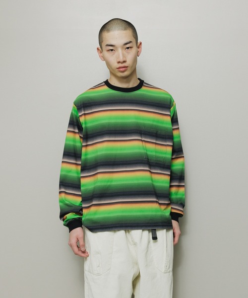 BAL（バル）の「GRADIENT STRIPE CREW NECK L/S TEE（Tシャツ/カットソー・メンズ・ピンク/グリーン・1/2/3）」の3枚目の写真