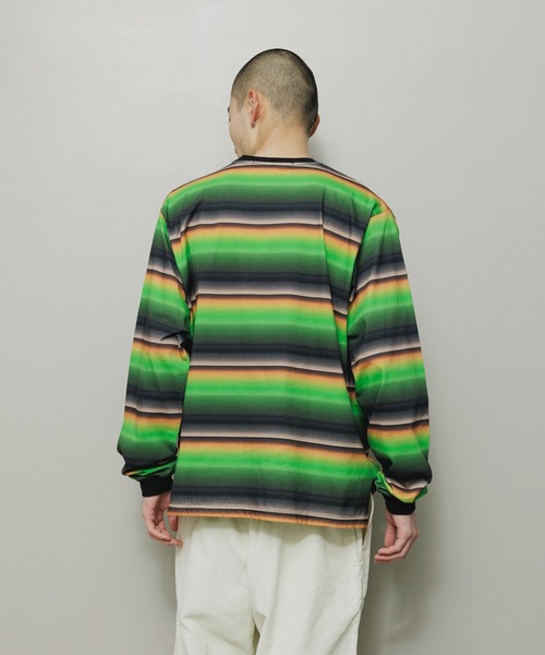 BAL（バル）の「GRADIENT STRIPE CREW NECK L/S TEE（Tシャツ/カットソー・メンズ・ピンク/グリーン・1/2/3）」の5枚目の写真