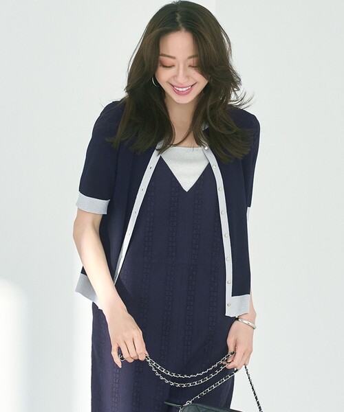 23区（ニジュウサンク）の「【WEB&一部店舗限定/洗える】レーヨンポリエステルストレッチ 半袖 カーディガン（カーディガン/ボレロ・レディース・ホワイト系2/ブラック系2/ベージュ系2/ネイビー系2・40/38）」の4枚目の写真