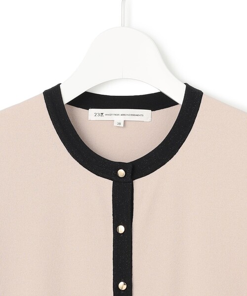 23区（ニジュウサンク）の「【WEB&一部店舗限定/洗える】レーヨンポリエステルストレッチ 半袖 カーディガン（カーディガン/ボレロ・レディース・ホワイト系2/ブラック系2/ベージュ系2/ネイビー系2・40/38）」の10枚目の写真