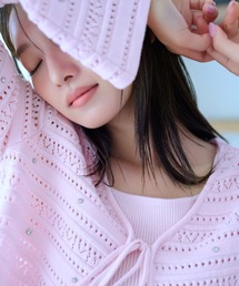 ◤Aya◢極美品✨エムズグレイシー　アンサンブルニット　長袖　ビジュー 1度短時間のみ着用エムズグレイシーサマーニットピンク （チドリ