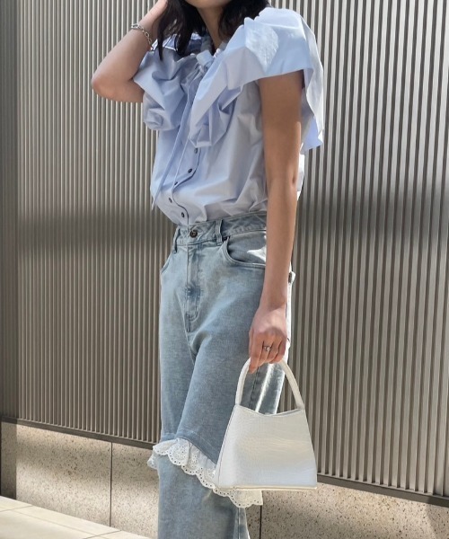 トップス HONEY MI balloon collar ribbon blouse balloon collar ribbon blouse