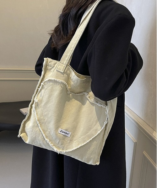 WEGO（ウィゴー）の「WEGO/切りっぱなしハートスクエアトートバッグ（トートバッグ・レディース・ブラウン/ブラック/アイボリー・FREE）」の11枚目の写真