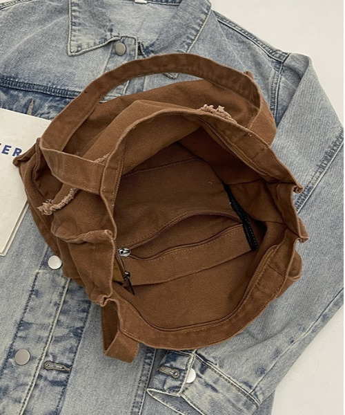 WEGO（ウィゴー）の「WEGO/切りっぱなしハートスクエアトートバッグ（トートバッグ・レディース・ブラウン/ブラック/アイボリー・FREE）」の22枚目の写真