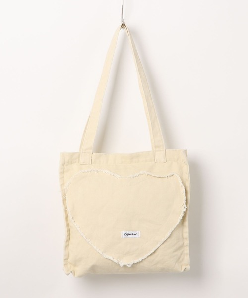 WEGO（ウィゴー）の「WEGO/切りっぱなしハートスクエアトートバッグ（トートバッグ・レディース・ブラウン/ブラック/アイボリー・FREE）」の10枚目の写真