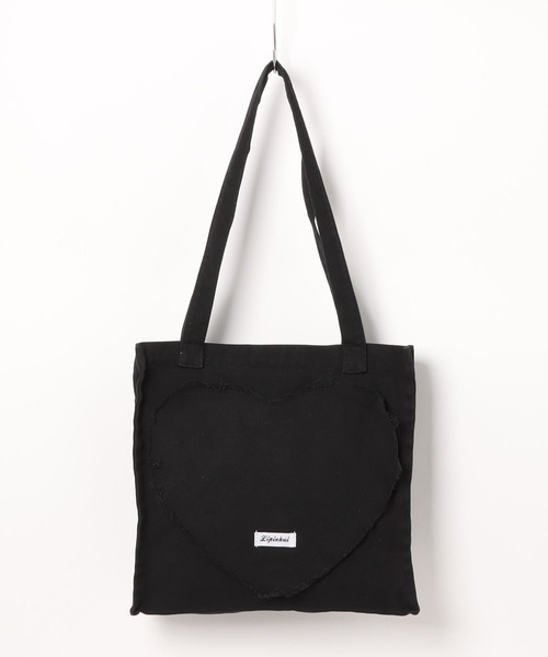 WEGO（ウィゴー）の「WEGO/切りっぱなしハートスクエアトートバッグ（トートバッグ・レディース・ブラウン/ブラック/アイボリー・FREE）」の8枚目の写真