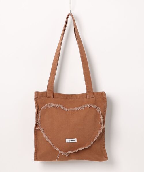WEGO（ウィゴー）の「WEGO/切りっぱなしハートスクエアトートバッグ（トートバッグ・レディース・ブラウン/ブラック/アイボリー・FREE）」の9枚目の写真
