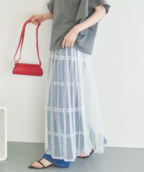 Doux archives(ドゥアルシーヴ)の「2WAYレースプリーツスカート(スカート・レディース・ホワイト/ブラック・FREE)」の2枚目の写真