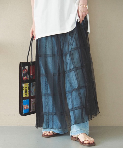 Doux archives(ドゥアルシーヴ)の「2WAYレースプリーツスカート(スカート・レディース・ホワイト/ブラック・FREE)」の1枚目の写真