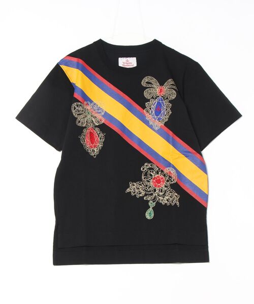VIVIENNE WESTWOOD ロコフリントクルネックTシャツ 【関税込】 セール】オーガニックBD天竺ジュエルサッシュプリントボーイズTシャツ(Tシャツ