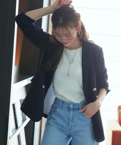 RUIRUE BOUTIQUE(ルイルエブティック)の「洗える ストレッチ | パナマ シアー テーラードジャケット | レディース おしゃれ きれいめ オフィスカジュアル 通勤服 夏コーデ ジャケット(テーラードジャケット・レディース・ネイビー/ブラック/アイボリー/ベージュ/チャコール・LL/L/M/S)」の5枚目の写真