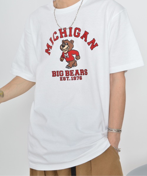 MODISH GAZE(モディシュガゼ)の「【MODISH GAZE】MICHIGANクマプリントTシャツ(Tシャツ/カットソー・レディース・チャコールグレー/ホワイト・LARGE)」の11枚目の写真