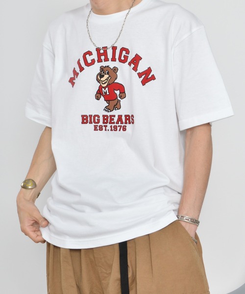 MODISH GAZE(モディシュガゼ)の「【MODISH GAZE】MICHIGANクマプリントTシャツ(Tシャツ/カットソー・レディース・チャコールグレー/ホワイト・LARGE)」の13枚目の写真