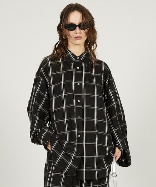プランクプロジェクト　サテンシャツ　ピンクシャツ　PRANKPROJECT Pre-Order】サテンシャツ&キャミ / Satin Shirt & Cami（シャツ