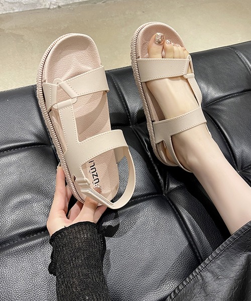 Lace Ladies(レースレディース)の「レザー調 ダブルベルト バックストラップ 厚底 スポーツ サンダル(サンダル・レディース・ブラウン/ベージュ/ブラック・24.5cm/25cm/24cm/23cm/23.5cm)」の6枚目の写真